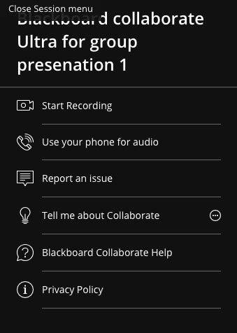 Start Recording button to start recording the session when ready